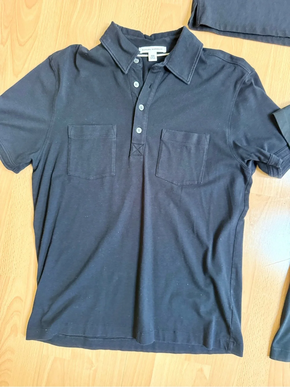 Bundle of 3 Men's Black Polo Shirts Short Sleeve Banana Republic, Calvin Klein M